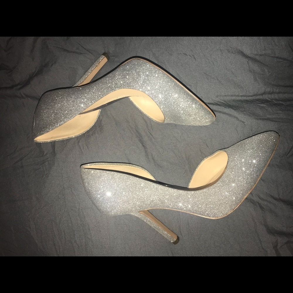BCBGeneration Sparkly Silver Heels